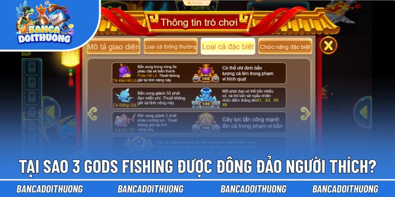 Lý do 3 Gods Fishing được nhiều người thích