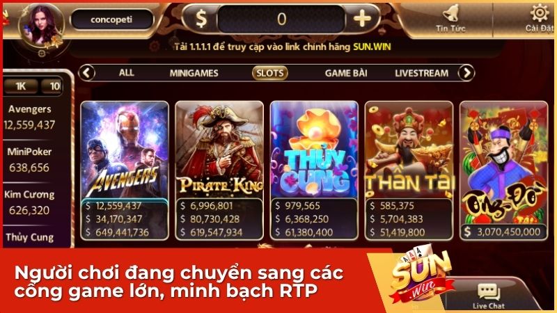 Người chơi đang chuyển sang các cổng game lớn, minh bạch RTP