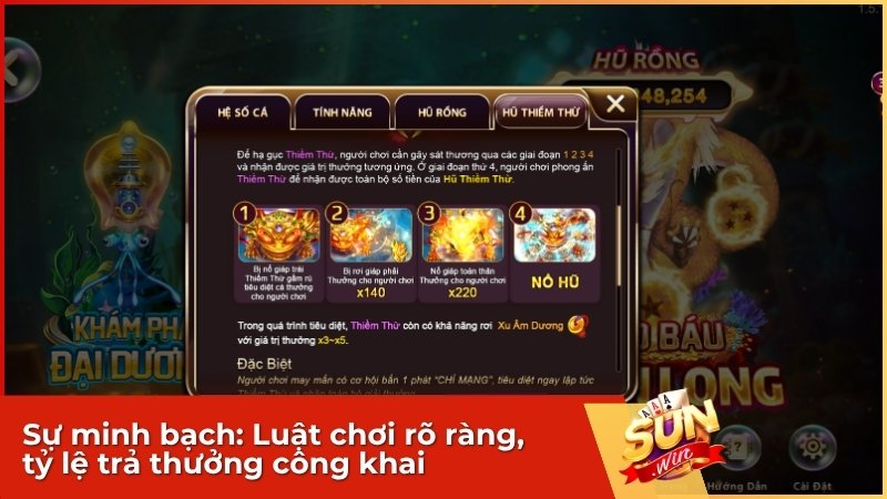 Sự minh bạch: Luật chơi rõ ràng, tỷ lệ trả thưởng công khai là một trogn các tiêu chí của cổng game bắn cá uy tín